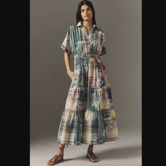 Anthropologie Dresses & Skirts - New L By Anthropologie The Somerset maxi shirt-dress in plaid floral